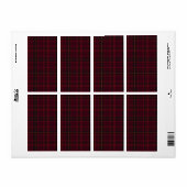 Étiquette Deep Burgundy Blackwatch Tartan Plaid Pattern (Feuille entière)