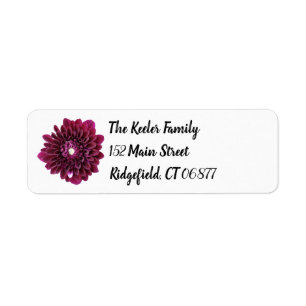 Étiquette Deep Purple Dahlia Flower Adresse personnalisée