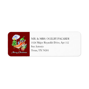 Étiquette Deep Red Merry Christmas Chili Ajouter votre adres