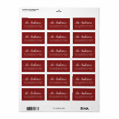 Étiquette Deep Red Script Family Return Address Label (Feuille entière)