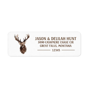Étiquette Deer Stag Rustic Forest Hunting Return Adresse