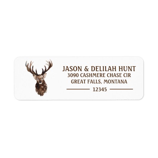 Étiquette Deer Stag Rustic Forest Hunting Return Adresse (Devant)