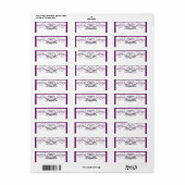 Étiquette Défilement du coeur mauve et argenté (Feuille entière)