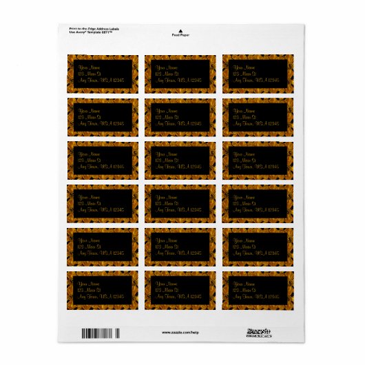 Étiquette Défilement Or (Feuille entière)