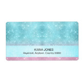 Étiquette Dégradé de paillettes et de brillance Turquoise/Ro (Devant)