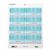 Étiquette Dégradé de paillettes et de brillance Turquoise/Ro (Feuille entière)