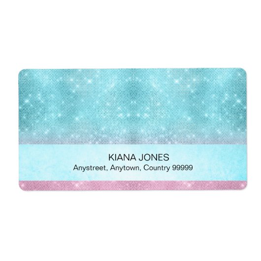 Étiquette Dégradé de scintillement et de brillance sarcelle/ (Devant)