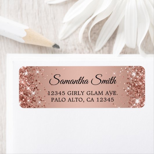 Étiquette Dégradé Rose Gold Pailleté (En situation)