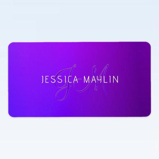 Étiquette Dégradé Violet Moderne Nom & Monogramme
