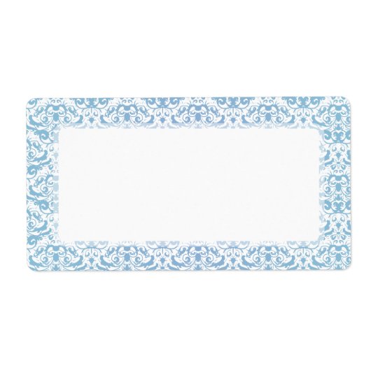 Étiquette Délicat et Feminine Turquoise bleu et blanc Damas (Devant)