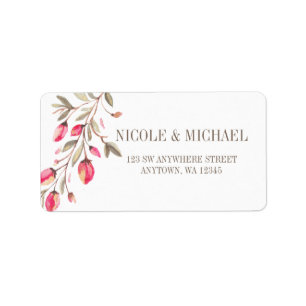 Étiquette Délicat mariage fleuri rose fleur
