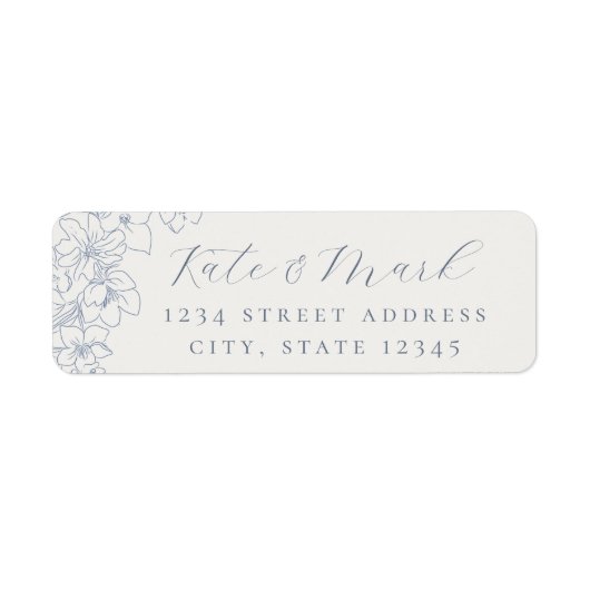 Étiquette Delicate Blue Floral Wedding Return Address Labels (Devant)