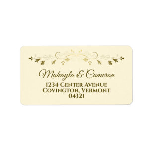 Étiquette Delicate Gold Border Elegant Crème Mariage Adresse