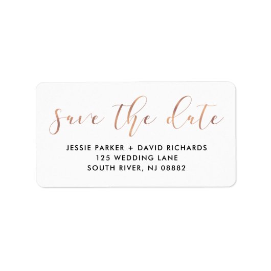 Étiquette Delicate Love Rose Gold Calligraphie Enregistrer l (Devant)