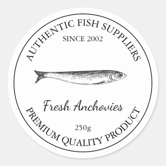 Étiquette d'emballage de poisson frais d'anchois (Devant)