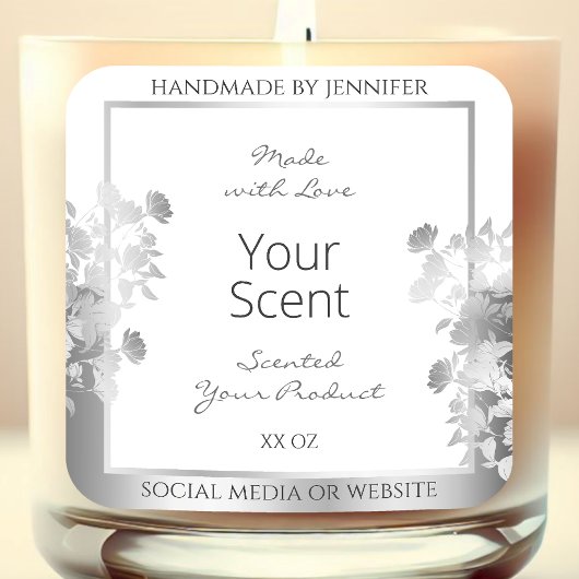 Étiquette d'emballage de produits floraux blancs c