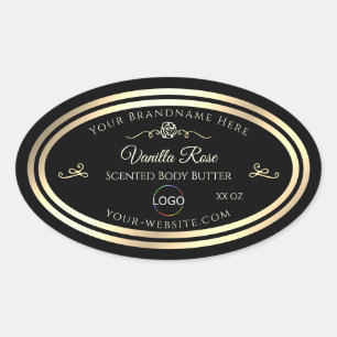 Étiquette d'emballage de produits noirs avec logo
