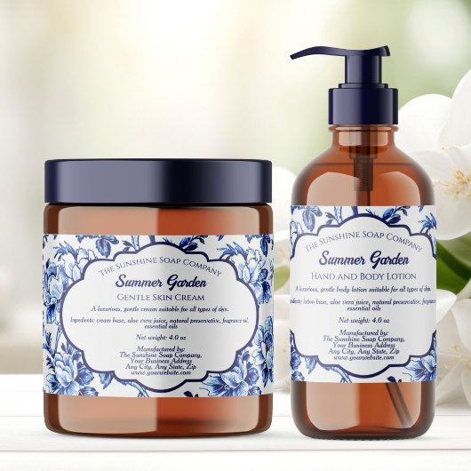 Étiquette d'emballage de savon bleu blanc