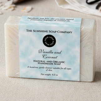 Étiquette d'emballage de savon en parchemin bleu c