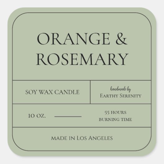 Étiquette d'emballage pour bougies vertes de taill (Devant)