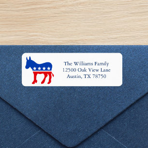 Étiquette Democrat Donkey Political Party Adresse de retour