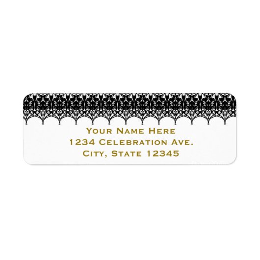 Étiquette Dentelle blanche et noire Elégante invitation de m (Devant)