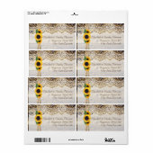 Étiquette Dentelle blanche, ruban & tournesol sur mariage en (Feuille entière)