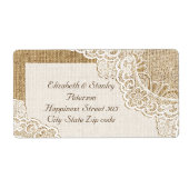 Étiquette Dentelle blanche rustique sur mariage burlap (Devant)