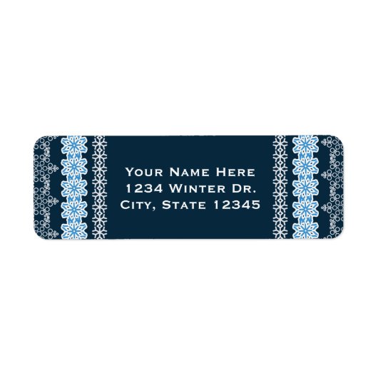 Étiquette Dentelle d'hiver Bleue et Blanc Élégante fête de v (Devant)