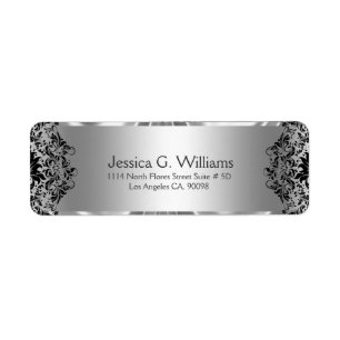 Étiquette Dentelle Élégante Gris Argent Et Des Flèches Noire