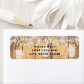 Étiquette Dentelle en bois rustique et Mariage Mason Jar écl (En situation)