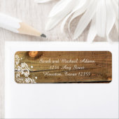 Étiquette Dentelle et bois rustique Adresse de retour Étique (En situation)