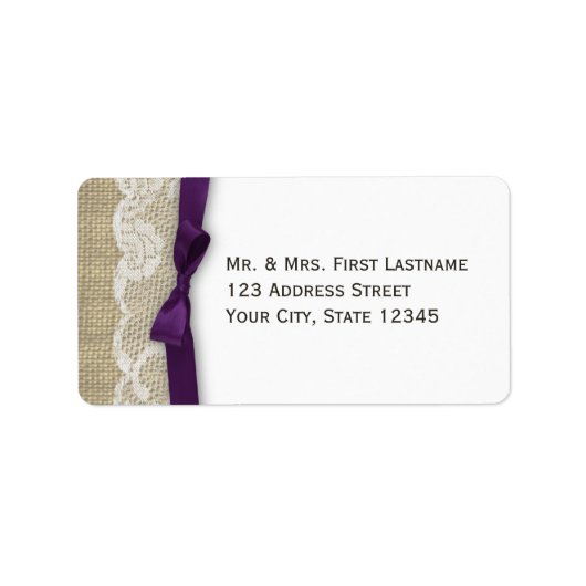 Étiquette Dentelle et ruban violet foncé (Devant)