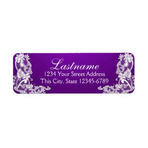 Étiquette Dentelle florale du pays vintage pourpre