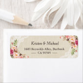 Étiquette Dentelle Rustique Burlap Rose Floral (En situation)