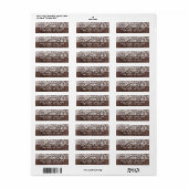 Étiquette Dentelle rustique et mariage de bois (Feuille entière)