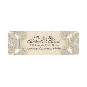 Étiquette Dentelle vintage Monogramme Baroque Etching Swirl 