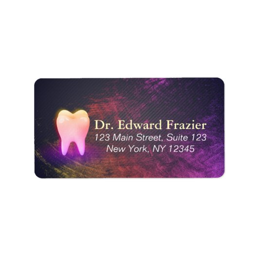 Étiquette Dentist Dental Clinique Chic Rose Gold Adresse den (Devant)