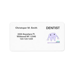 Étiquette Dentiste Dent et Brosse à Dents