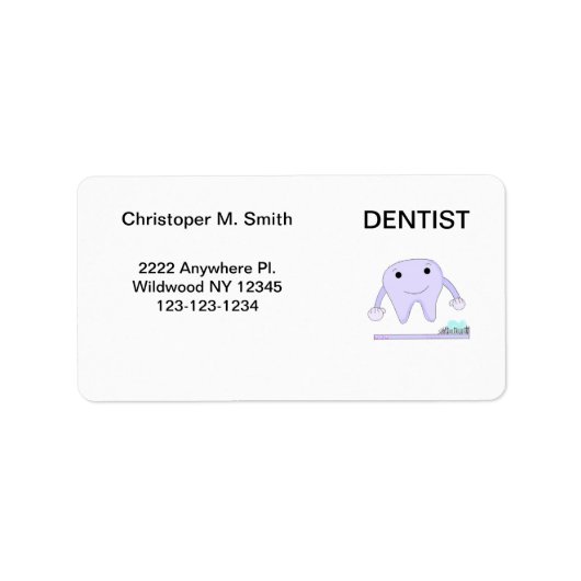 Étiquette Dentiste Dent et Brosse à Dents (Devant)