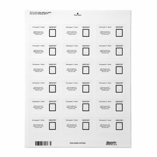 Étiquette Dentiste Molar Conception des dents (Feuille entière)