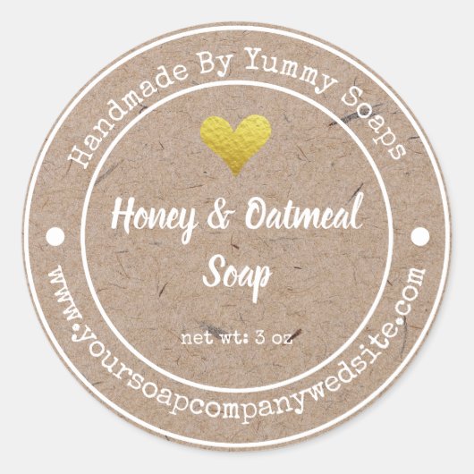 Étiquette d'entreprise de savon artisanal rustique (Devant)