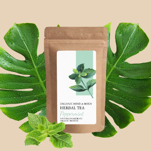 Étiquette d'entreprise de thé à base de menthe bio