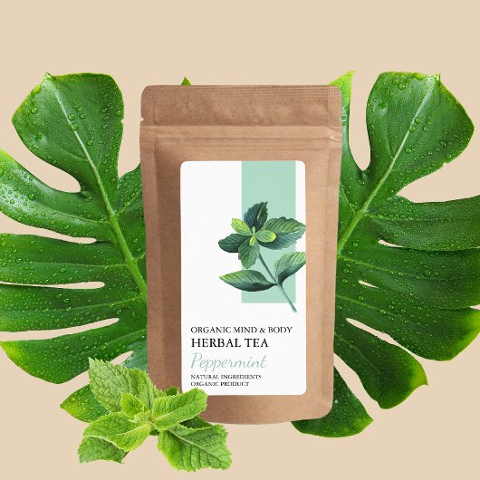 Étiquette d'entreprise de thé à base de menthe bio