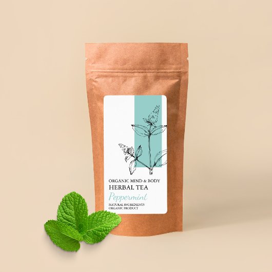 Étiquette d'entreprise de thé à base de menthe bio