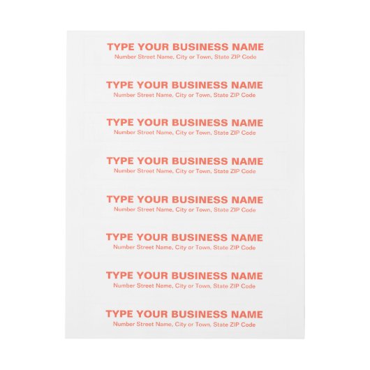 Étiquette d'entreprise en texte brut Orange (Feuille)