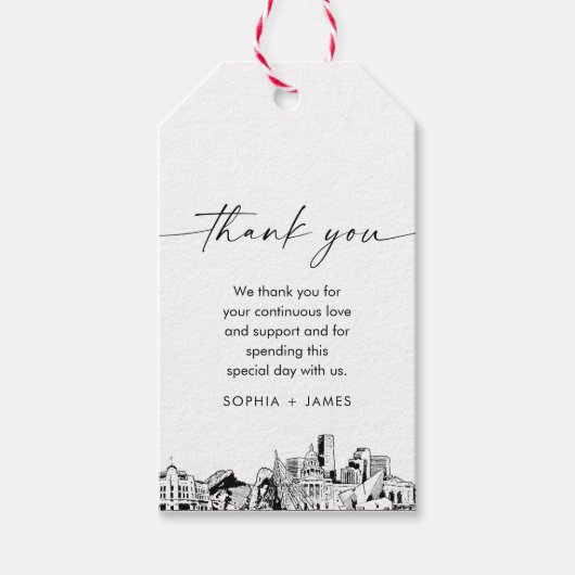 Étiquette Denver Skyline Mariage Merci Favoriser (Devant)
