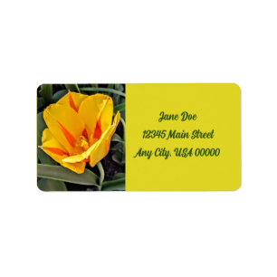 Étiquette d'envoi d'adresse de tulipe jaune