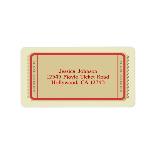 Étiquette d'envoi de ticket de cinéma (Devant)