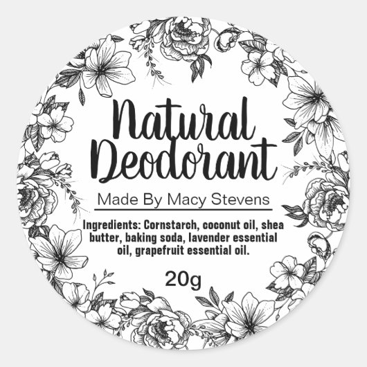 Étiquette déodorant maison personnalisable (Devant)